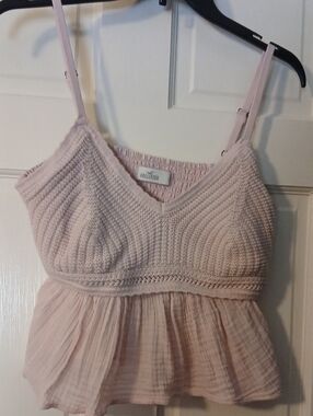 Hollister Light Pink Crochet Peplum Cami